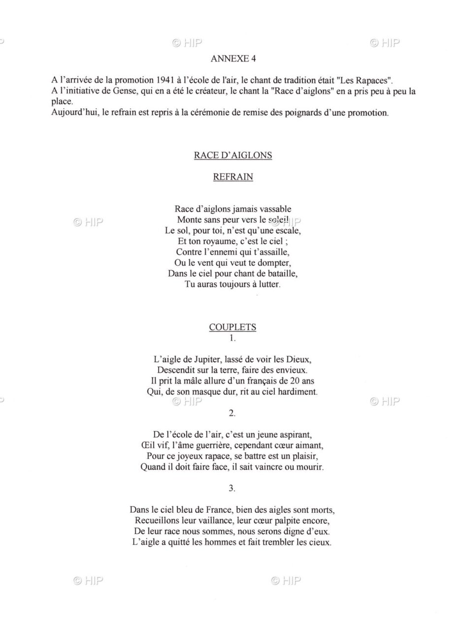L'histoire de la promotion 1941 à Salon-de Provence en 1942 annexe 4