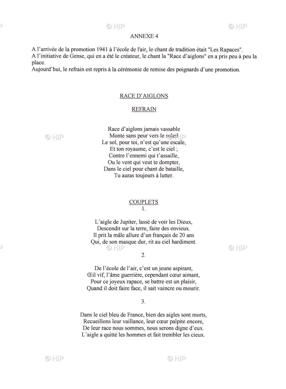 L'histoire de la promotion 1941 à Salon-de Provence en 1942 annexe 4